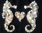 Seahorse Love in Seashells-OOAK  Beach Cottage Decor