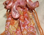 Jewelry Pouch, travel organizer in pink and orange