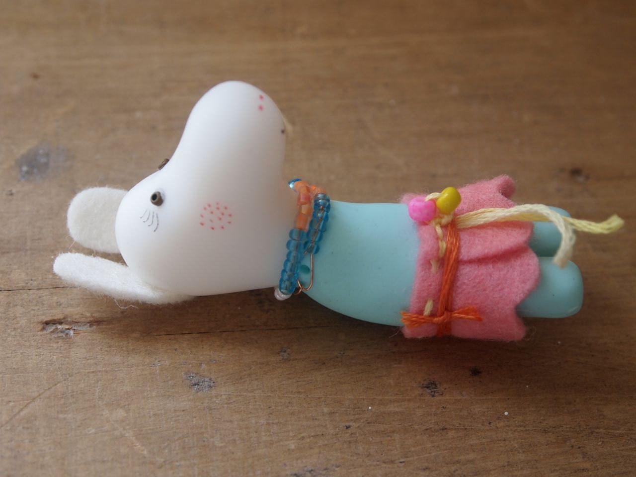 Miniature clay figure art doll sculpture Nelly looks like a moomin