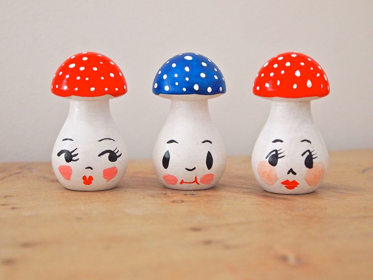 Wooden toadstool hand painted decoration