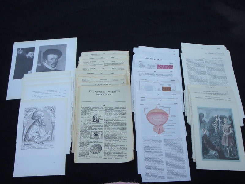 Ephemera Paper Lot-Lrg 100 Pgs-Vintage Paper-Altered Art-Mixed Media-Collage-Art Journals-ATC's-Resin Jewelry-Art Projects