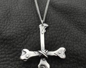 Reverse Bone Cross-silver necklace