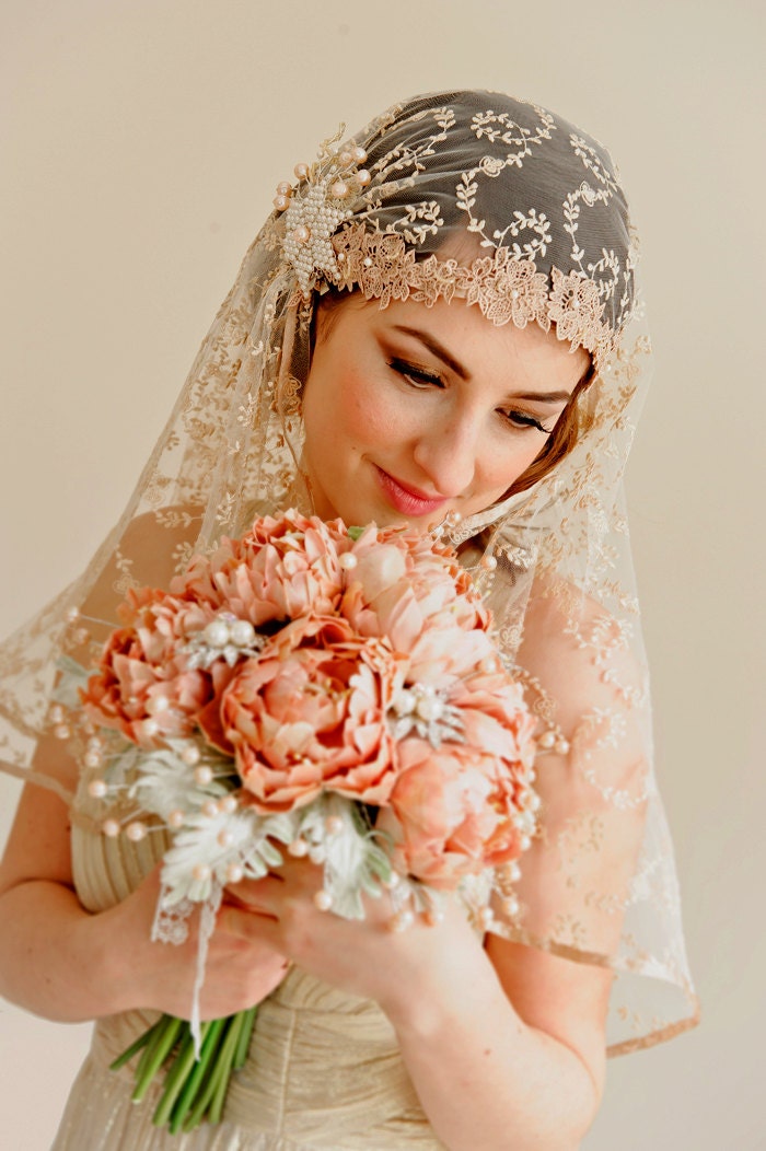 Bridal  bouquet with couture flowers PEONY CHARM - Whimsical Delights Collection