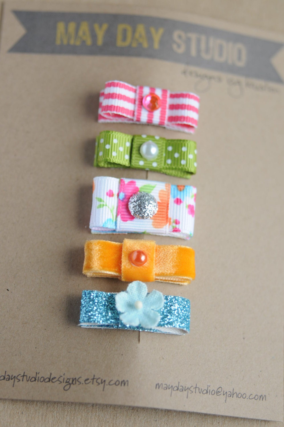 newborn baby girls bitty hair clips collection - wild flower - snap clips set