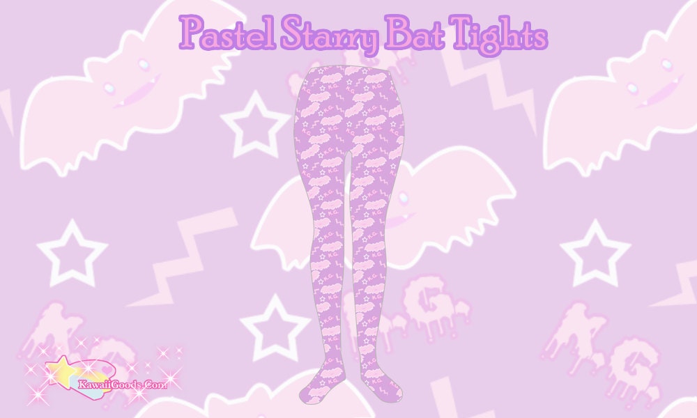 Pastel Starry Bat Tights