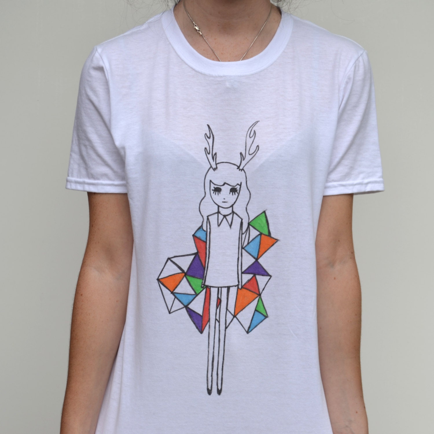 Deer Girl Hand Drawn Tshirt