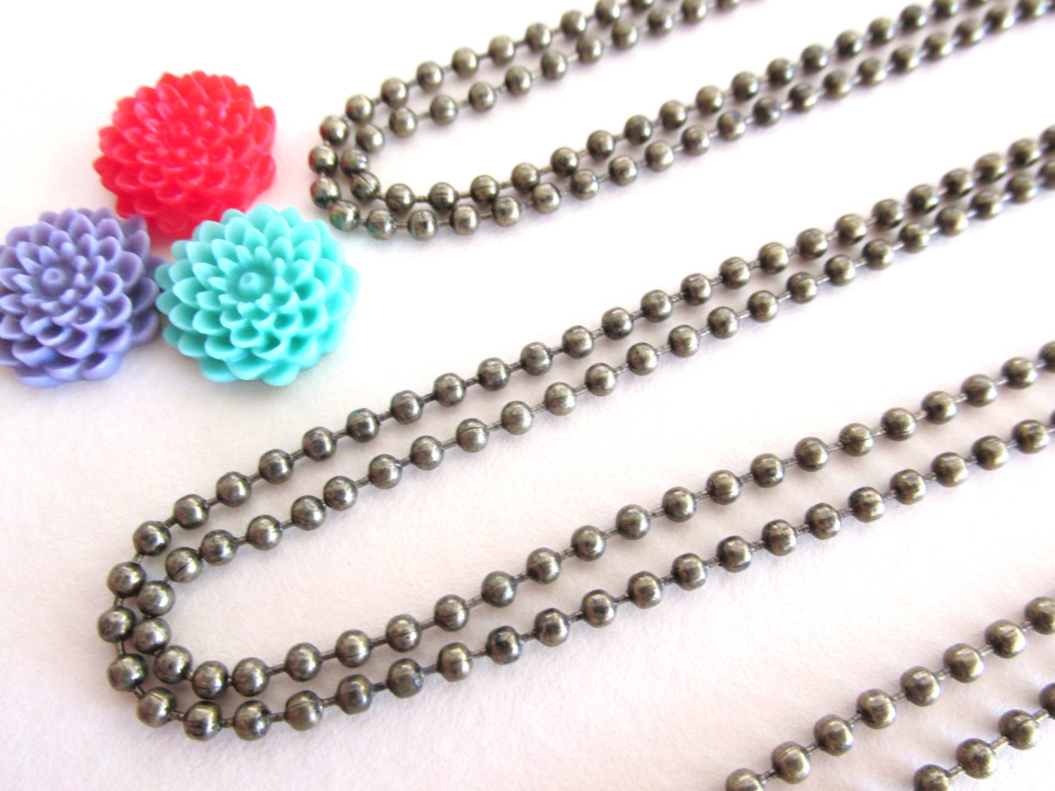 10  Antique Brass Ball Chains Necklaces 24 inches