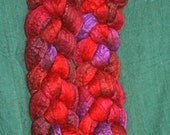 Blueface Leicester Tussah Silk Spinning Fiber - 'Sangria'