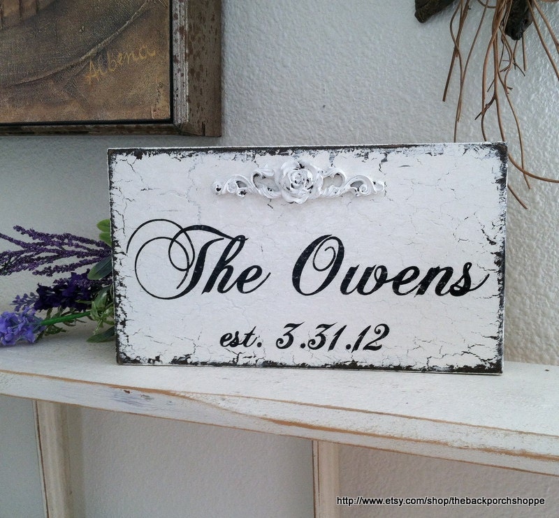 CUSTOM NAME Wedding Sign Self standing 9 x 5