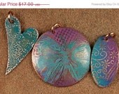 On Sale Etched Copper Metal Stamps, Butterfly, Heart, Flowers 640 by CC Design