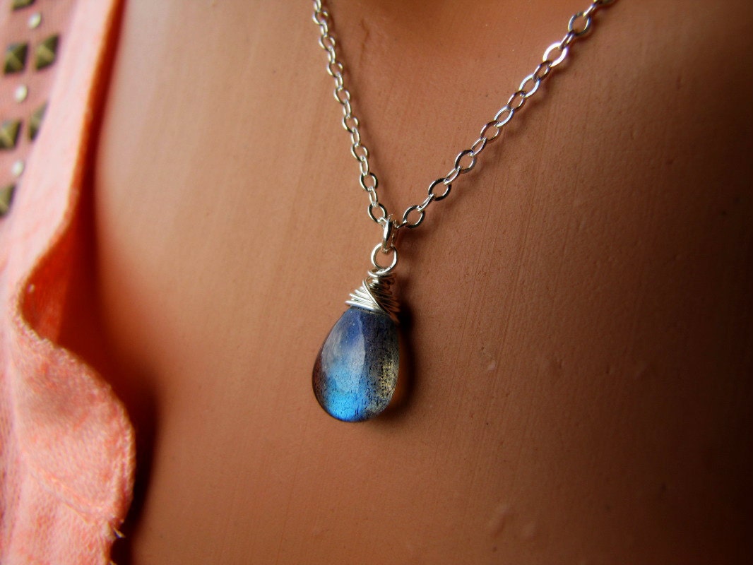 Labradorite Necklace Sterling Silver Jewelry