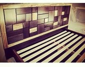 Reserved for Troy / LIBER Series - 74 x 48 Headboard w/ Zebra Bed Frame Geometric Pattern