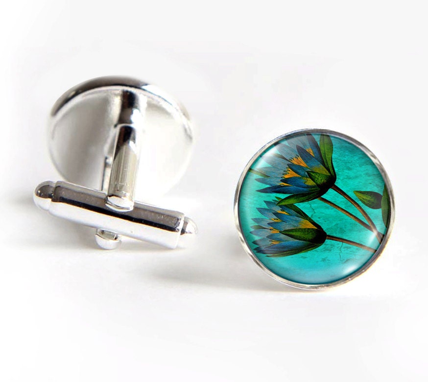 LOTUS Waterlily Cufflinks silver 18mm cuff links