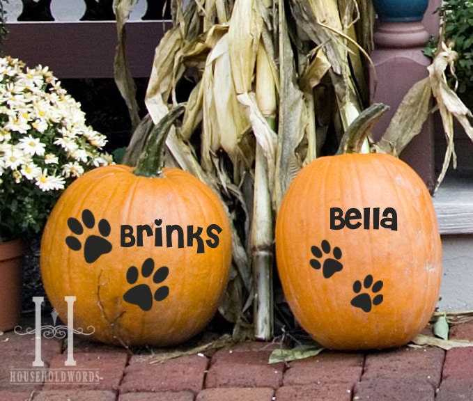 Personalized  Pet Name Decal Dog Paws monogram Vinyl Sticker household dog or cats for pet owners