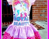 My Little Pony dress Royal Beauty custom boutique graphic tee knit twirl party only two left size 4/5 and 14/16