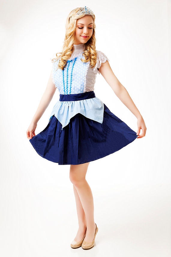 retro apron AURORA Sleeping Beauty  inspired BLUE Aurora  APRON womens full costume apron