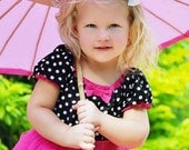 The TUTU PARTY  DRESS in retro black white polka dot Hot Pink tulle baby toddler girl birthday party portrait flower special occasion