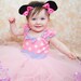 Baby MINNIE MOUSE dress TUTU  Party Dress  in Hot pink Polka Dots super twirly  dress 1st Birthday party