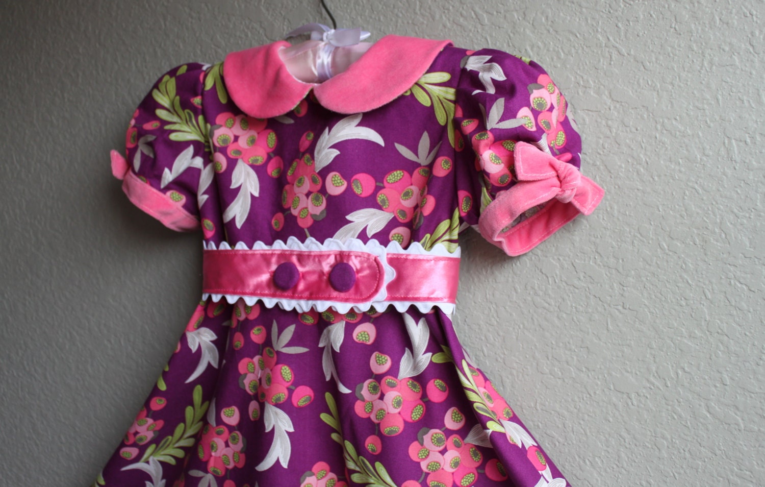 Custom Twirl Dress with Peter Pan Collar and buttoned belt