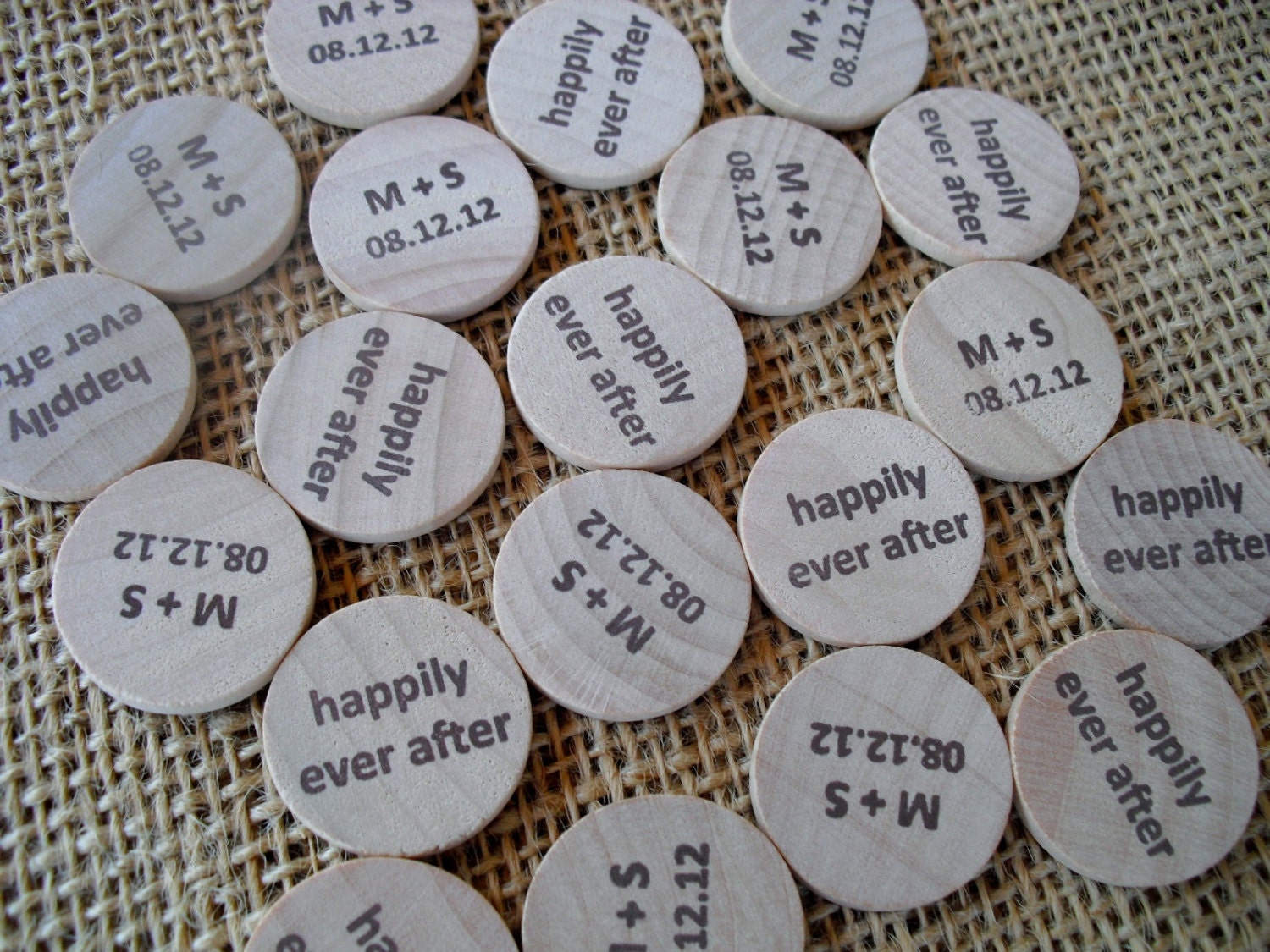 Personalized Wood Circles Happily Ever After Confetti - 100 pieces - Item 1043
