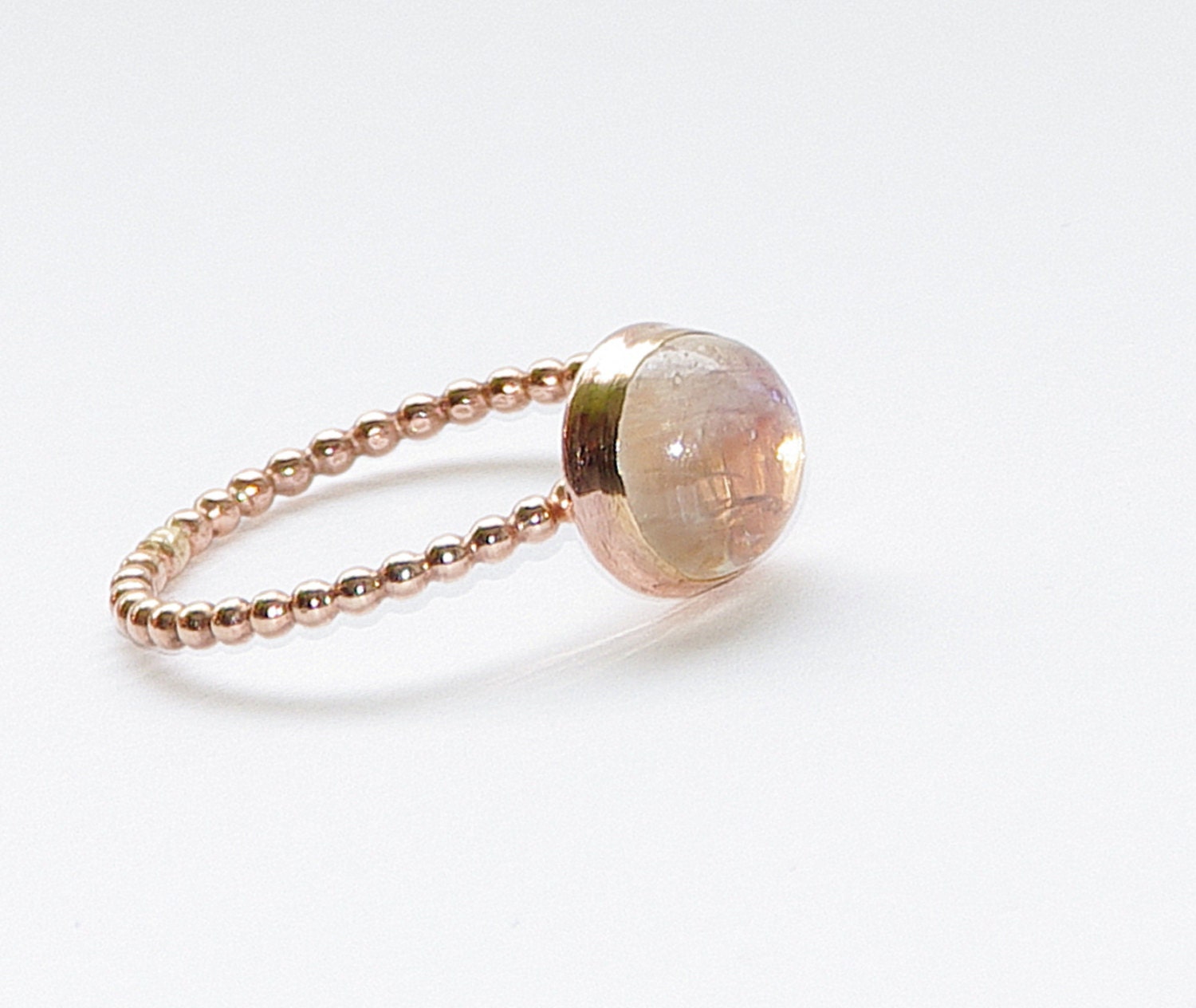 ROSE Gold Filled  Rainbow Moonstone Stacking Ring - Stackable Ring - June Birthstone Ring - Mothers Rings - Gemstone Ring