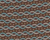 Cotton Fabric, brown turquoise braided rope, Quilting, 1/2 Yard, more yardage available