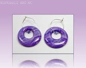 polymer clay Purple Waves Hoop Earrings, handmade Summer Jewelry