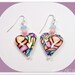 Millefiori Heart  Pearl Drop Earrings, polymer clay jewelry