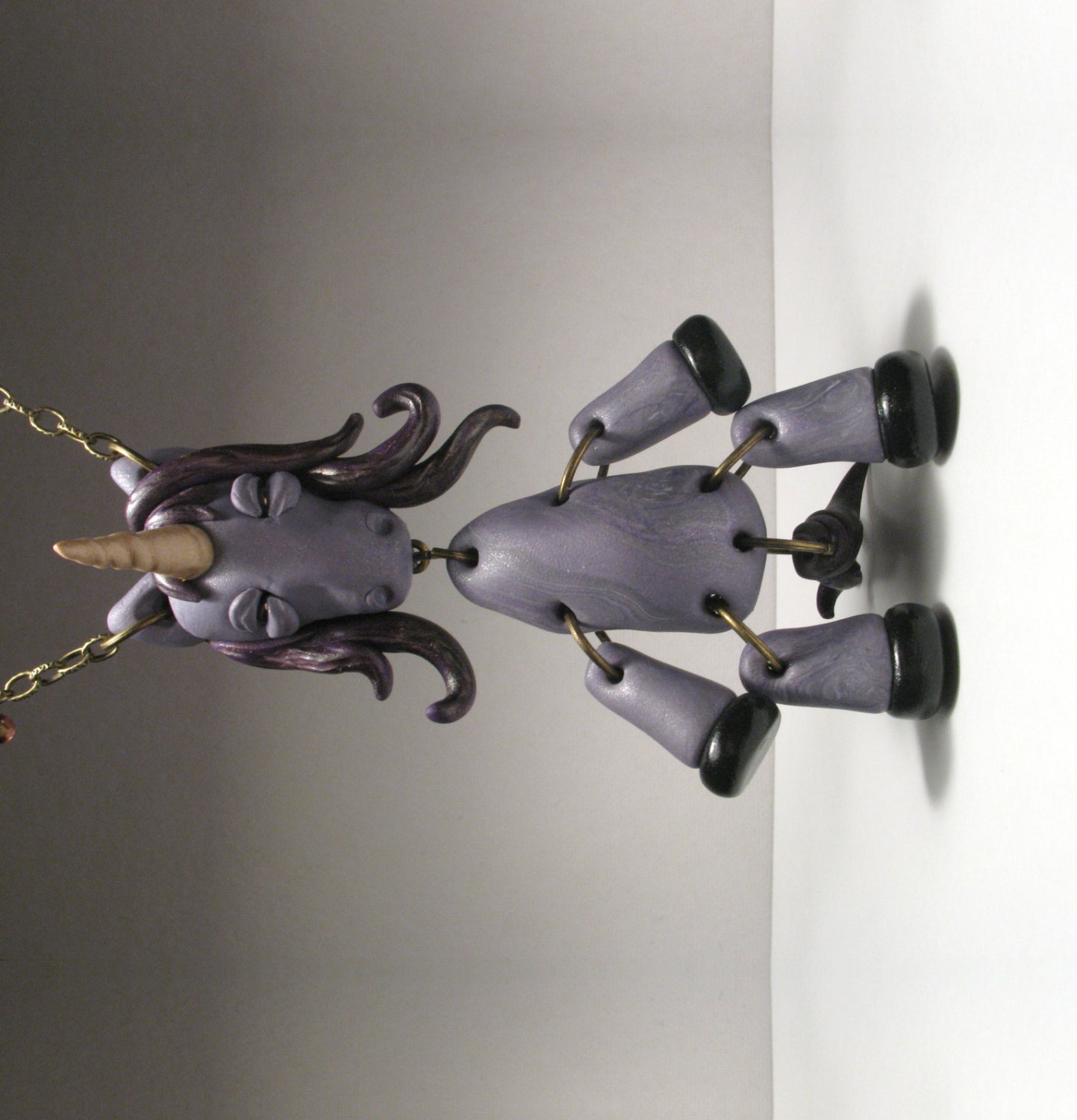 Polymer Clay Unicorn Necklace - Wearable Art Doll