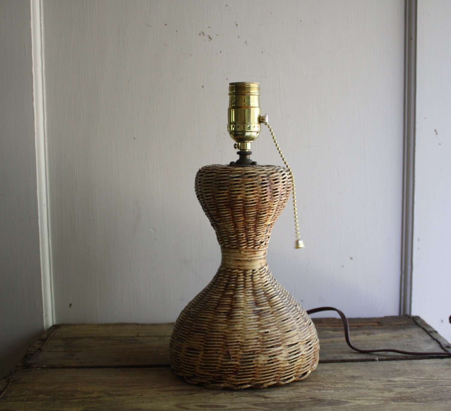vintage rattan table lamp by littlebyrdvintage on Etsy