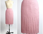 Vintage Pretty in Pink Ribbed Pencil Skirt / m-l