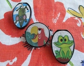 Mouse Parrot Frog pin set