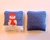 Dollhouse Pillow Fabric - Snowflakes and Snowman