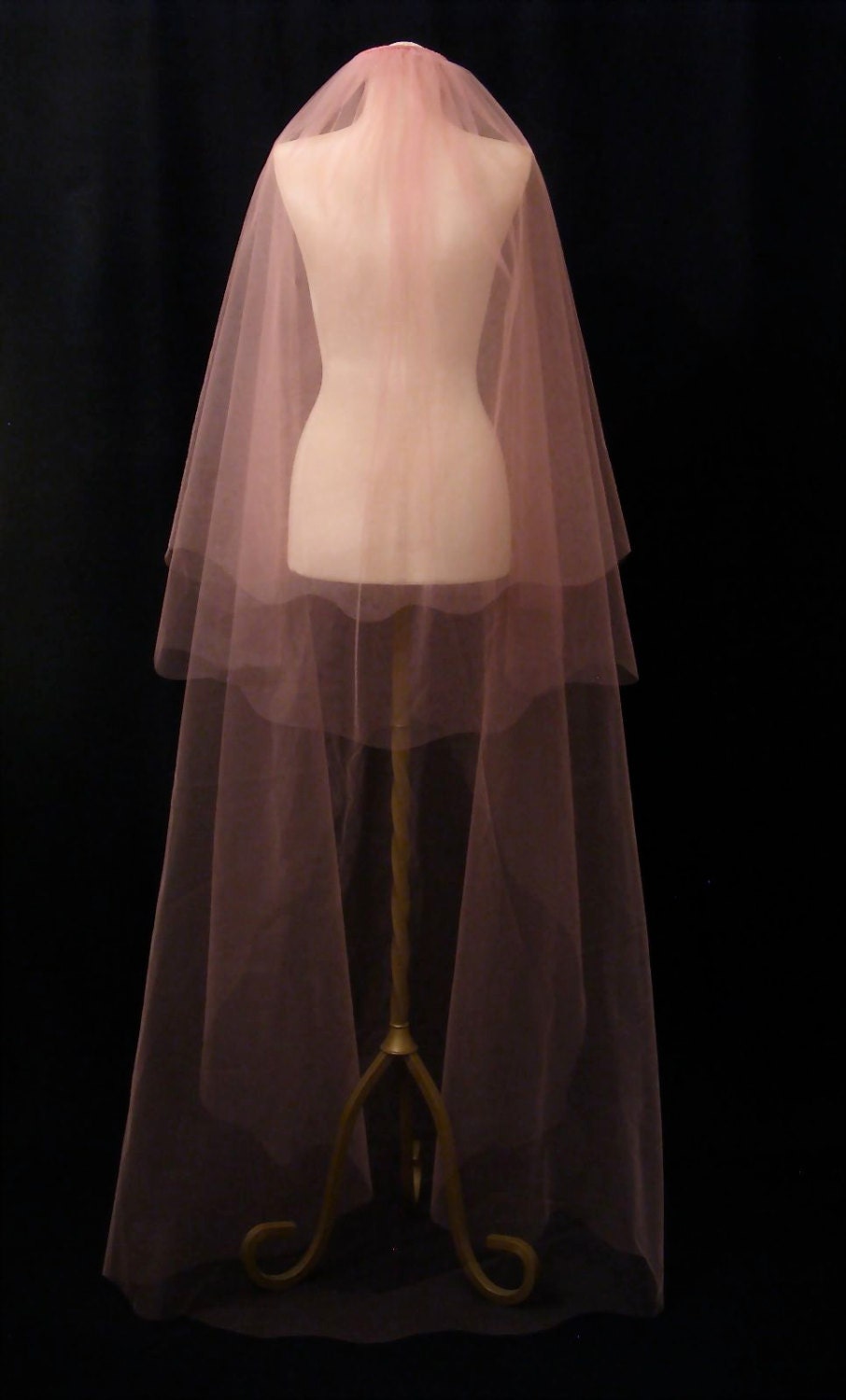 Dusty Rose Pink 3-Layer Floor Length Veil