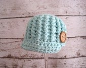 Crochet Baby Hat, Baby Newsboy Hat, Baby Boy Hat, Newborn Boy Hat, Boy Beanie, Blue