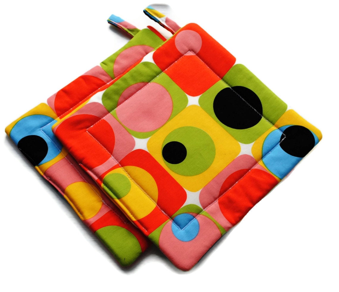 Handmade Quilted Pot holders Set of 2 Alexander Henry Geometric