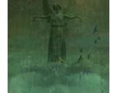 Photomontage Print Angel Clouds Birds Rain 5x7 Signed Original Mixed Media Collage Fine Art / Conference of the Birds / Photograph