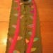 Avocado Green, Hot Pink Merino Wool Scarf made from recycled sweaters with vines & vintage fabric leaves.