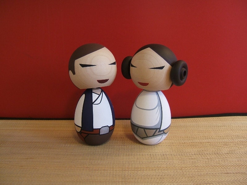 Kokeshi dolls. Princess and pilot  inspired  custom set.