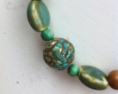 Nepal Mosaic Agate Tribal Porcelain Glass Coconut Wooden Bead Bracelet