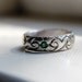 Emerald and Sterling Silver Floral Band Ring
