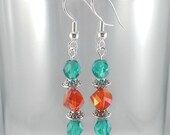 Blue and Strawberry Crystal Earrings