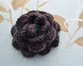 Crochet flower brooch, shawlpin, brown and green I863