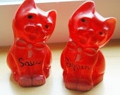 Vintage 50s Plastic Kitties Salt and Pepper Shakers