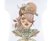 WOMENS T-Shirt, Tattooed Kitty Girl, Sacred Stitches, S/M/L