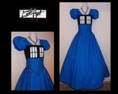 TARDIS -  Blue, Black, and White Bodice, Skirt, and Top -  Custom Size - by LoriAnn