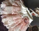Vintage Lace Ruffled Spring Summer Toddler wedding flower girl, Ecru Peach Pink  Skirt "The Shirley" by Rosanna Hope for Babybonbons