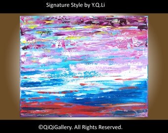 Abstract Painting Original Modern Heavy Texture Impasto Palette Knife Acrylic Landscape Wall Décor "The Shore" by QIQIGALLERY