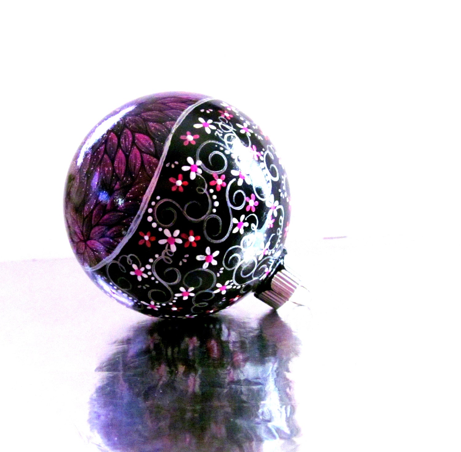 Sparkly Pink: Hand painted Christmas Ornament