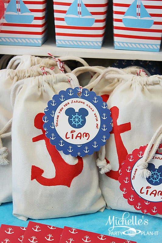 Set of 12 Mickey Mouse inspired Nautical Jumbo Party Favor Tags Il_170x135